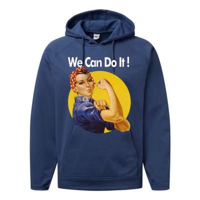 Rosie The Riveter We Can Do It Ww2 Poster Retro Gift Performance Fleece Hoodie