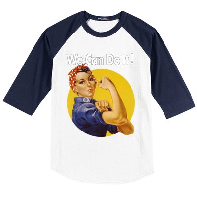 Rosie The Riveter We Can Do It Ww2 Poster Retro Gift Baseball Sleeve Shirt