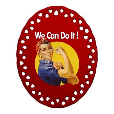 Rosie The Riveter We Can Do It Ww2 Poster Retro Gift Ceramic Oval Ornament