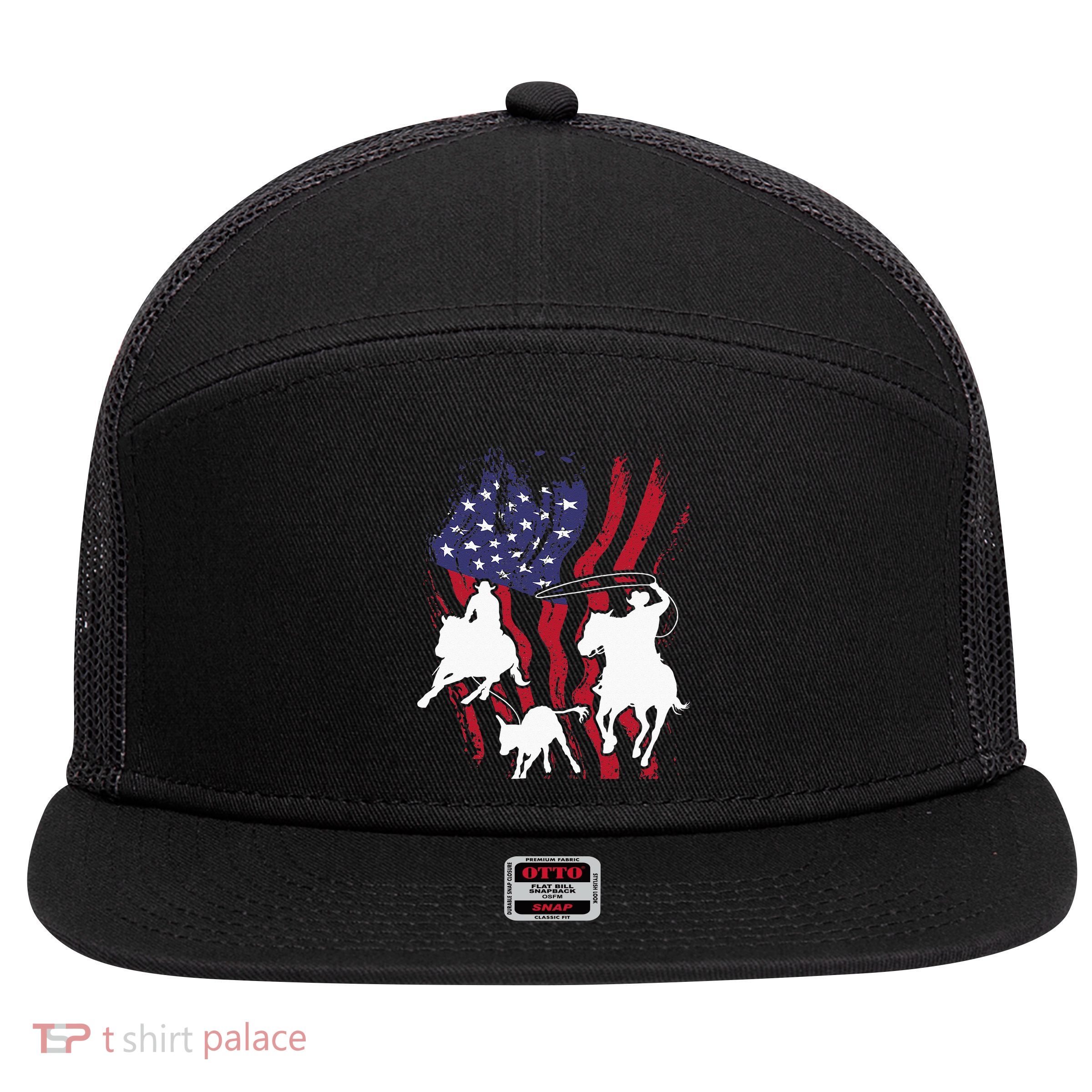 Rodeo Team Roping Horse Riding Equestrian Header Heeler 7 Panel Mesh Trucker Snapback Hat