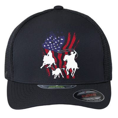 Rodeo Team Roping Horse Riding Equestrian Header Heeler Flexfit Unipanel Trucker Cap