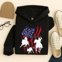 Rodeo Team Roping Horse Riding Equestrian Header Heeler Hoodie