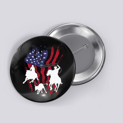 Rodeo Team Roping Horse Riding Equestrian Header Heeler Button