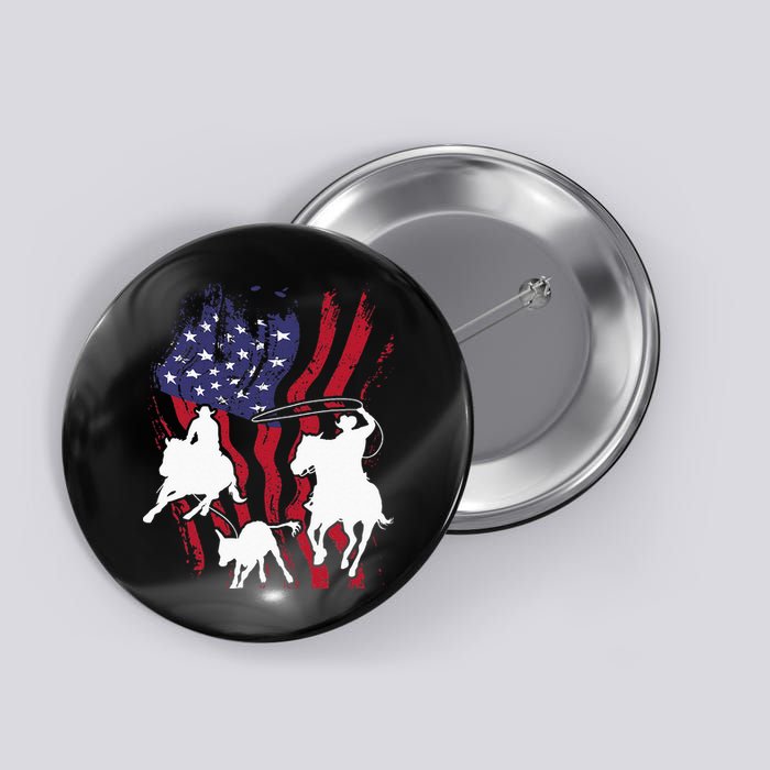 Rodeo Team Roping Horse Riding Equestrian Header Heeler Button