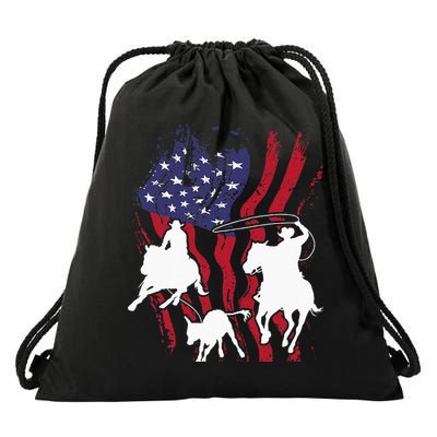Rodeo Team Roping Horse Riding Equestrian Header Heeler Drawstring Bag