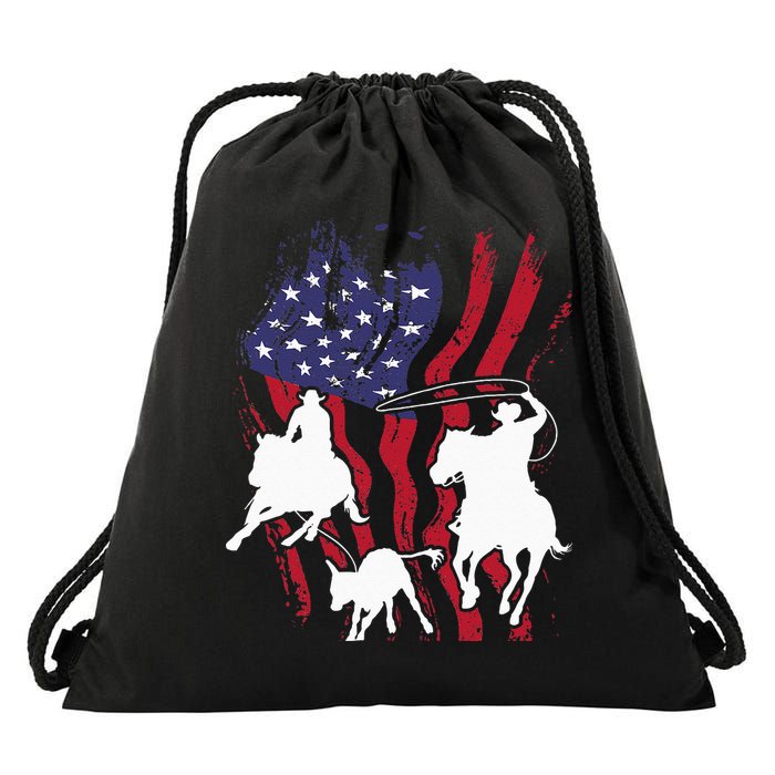 Rodeo Team Roping Horse Riding Equestrian Header Heeler Drawstring Bag