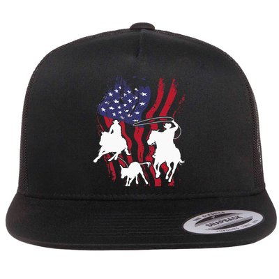 Rodeo Team Roping Horse Riding Equestrian Header Heeler Flatbill Hat