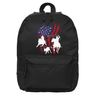Rodeo Team Roping Horse Riding Equestrian Header Heeler 16 in Basic Backpack