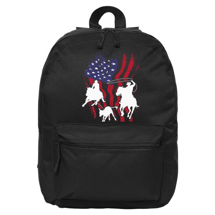 Rodeo Team Roping Horse Riding Equestrian Header Heeler 16 in Basic Backpack
