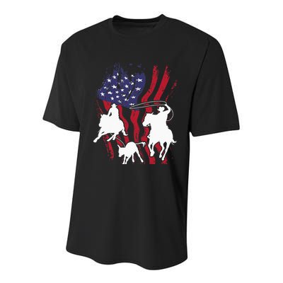 Rodeo Team Roping Horse Riding Equestrian Header Heeler Youth Performance Sprint T-Shirt