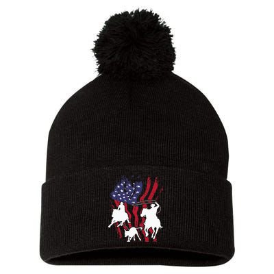 Rodeo Team Roping Horse Riding Equestrian Header Heeler Pom Pom 12in Knit Beanie