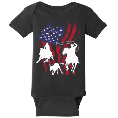 Rodeo Team Roping Horse Riding Equestrian Header Heeler Baby Bodysuit