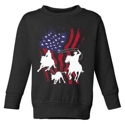 Rodeo Team Roping Horse Riding Equestrian Header Heeler Toddler Sweatshirt
