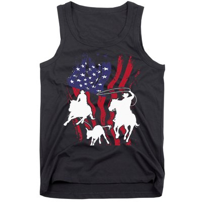 Rodeo Team Roping Horse Riding Equestrian Header Heeler Tank Top