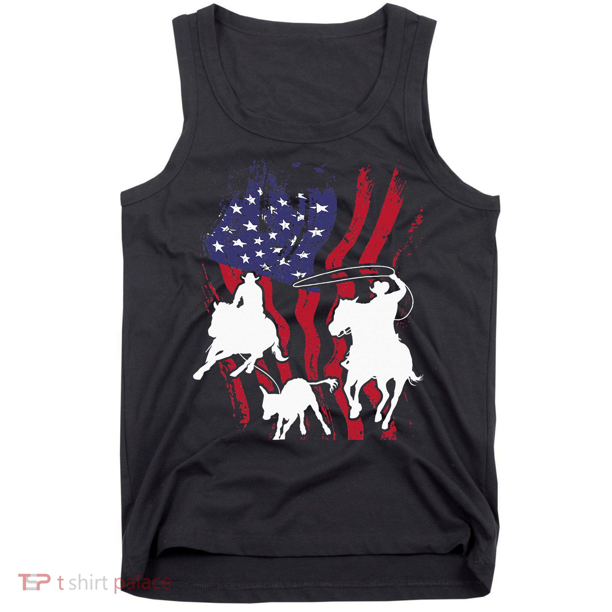 Rodeo Team Roping Horse Riding Equestrian Header Heeler Tank Top