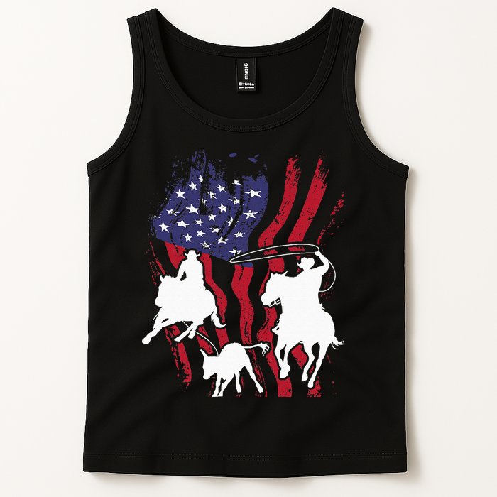 Rodeo Team Roping Horse Riding Equestrian Header Heeler Tank Top