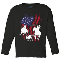 Rodeo Team Roping Horse Riding Equestrian Header Heeler Toddler Long Sleeve Shirt