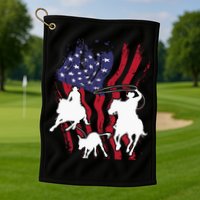 Rodeo Team Roping Horse Riding Equestrian Header Heeler Golf Towel