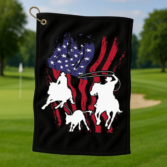 Rodeo Team Roping Horse Riding Equestrian Header Heeler Golf Towel