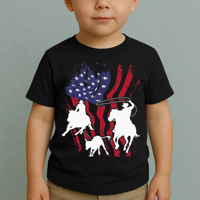 Rodeo Team Roping Horse Riding Equestrian Header Heeler Toddler T-Shirt