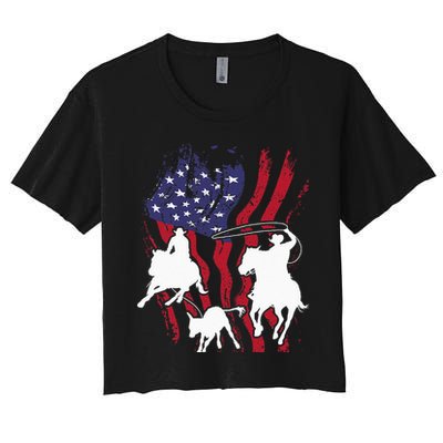Rodeo Team Roping Horse Riding Equestrian Header Heeler Crop Top