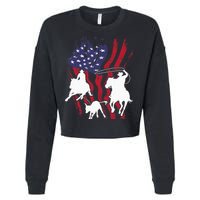 Rodeo Team Roping Horse Riding Equestrian Header Heeler Cropped Pullover Crew
