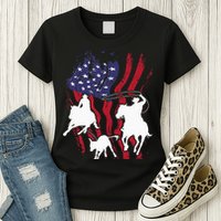 Rodeo Team Roping Horse Riding Equestrian Header Heeler Womens T-Shirt