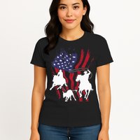 Rodeo Team Roping Horse Riding Equestrian Header Heeler Womens T-Shirt