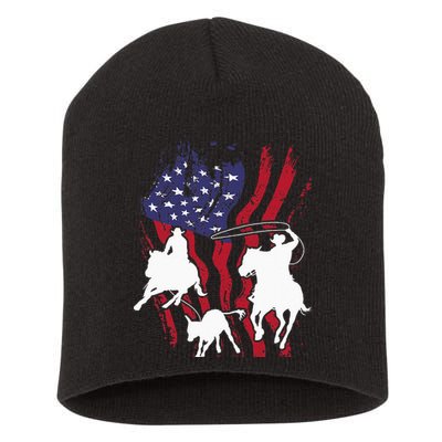 Rodeo Team Roping Horse Riding Equestrian Header Heeler Short Acrylic Beanie