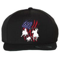 Rodeo Team Roping Horse Riding Equestrian Header Heeler Wool Snapback Cap
