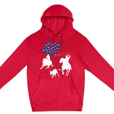 Rodeo Team Roping Horse Riding Equestrian Header Heeler Premium Pullover Hoodie