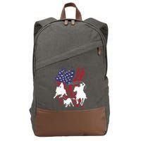 Rodeo Team Roping Horse Riding Equestrian Header Heeler Cotton Canvas Backpack