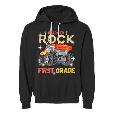 Ready To Rock First Grade First Day Of First Grade For Kids Garment-Dyed Fleece Hoodie