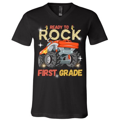 Ready To Rock First Grade First Day Of First Grade For Kids V-Neck T-Shirt