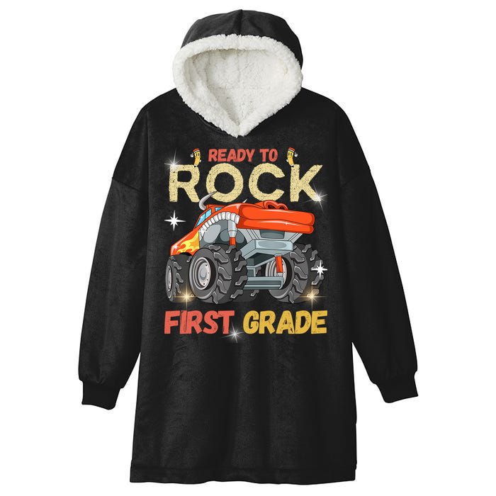 Ready To Rock First Grade First Day Of First Grade For Kids Hooded Wearable Blanket