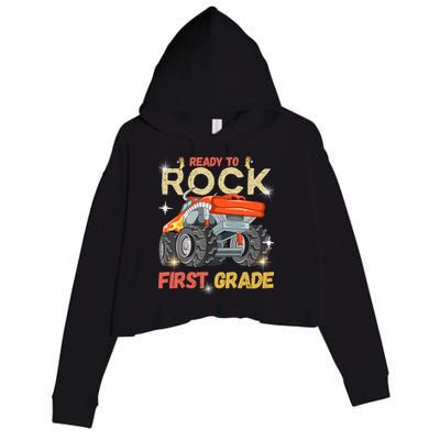 Ready To Rock First Grade First Day Of First Grade For Kids Crop Fleece Hoodie