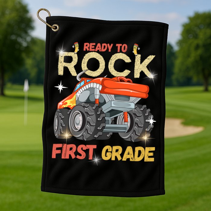 Ready To Rock First Grade First Day Of First Grade For Kids Golf Towel