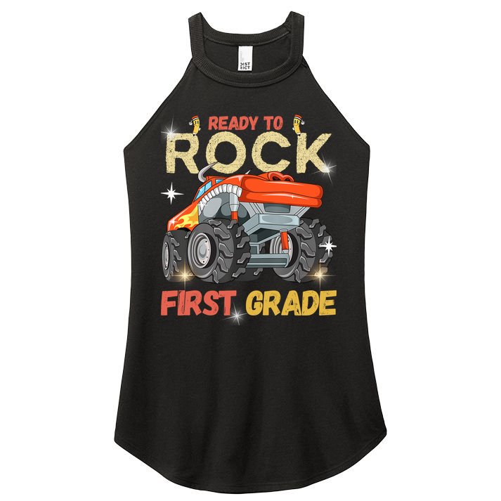 Ready To Rock First Grade First Day Of First Grade For Kids Women's Perfect Tri Rocker Tank