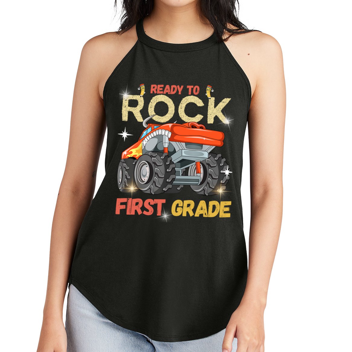 Ready To Rock First Grade First Day Of First Grade For Kids Women's Perfect Tri Rocker Tank