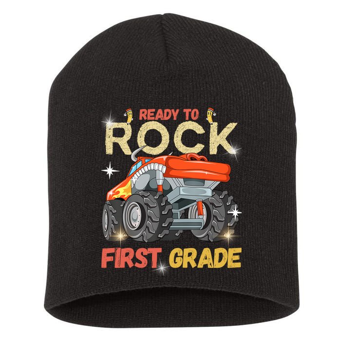 Ready To Rock First Grade First Day Of First Grade For Kids Short Acrylic Beanie