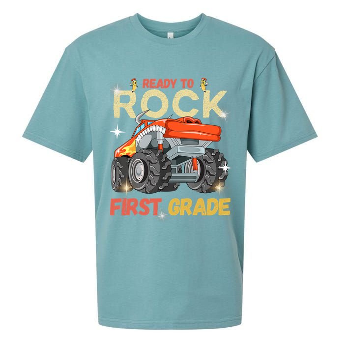 Ready To Rock First Grade First Day Of First Grade For Kids Sueded Cloud Jersey T-Shirt