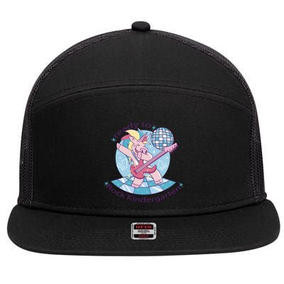 Ready To Rock Kindergarten Unicorn Back To School 7 Panel Mesh Trucker Snapback Hat
