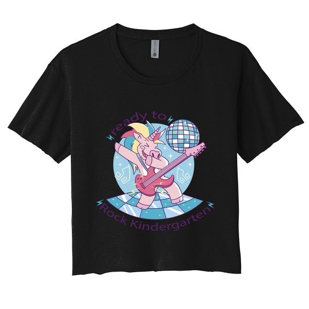 Ready To Rock Kindergarten Unicorn Back To School Crop Top