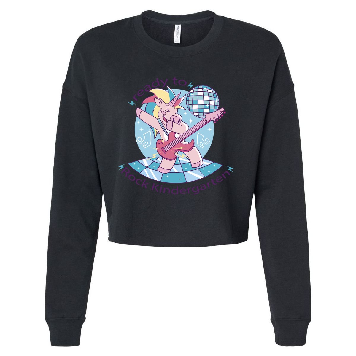 Ready To Rock Kindergarten Unicorn Back To School Cropped Pullover Crew