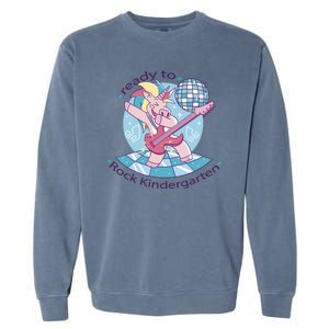 Ready To Rock Kindergarten Unicorn Back To School Garment-Dyed Sweatshirt