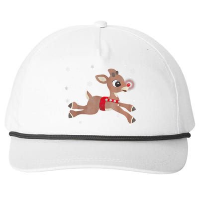 Rudolph The Red Nose Reindeer For And Christmas Fan Snapback Five-Panel Rope Hat