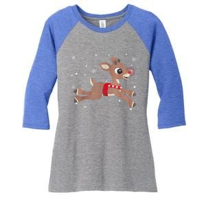 Rudolph The Red Nose Reindeer For And Christmas Fan Women's Tri-Blend 3/4-Sleeve Raglan Shirt