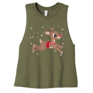 Rudolph The Red Nose Reindeer For And Christmas Fan Women's Racerback Cropped Tank