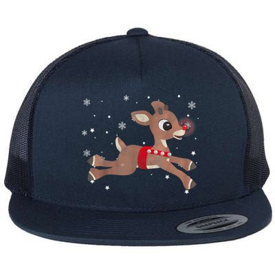 Rudolph The Red Nose Reindeer For And Christmas Fan Flat Bill Trucker Hat