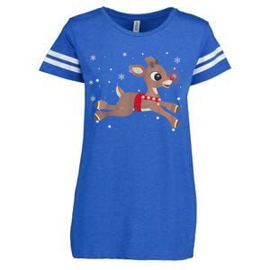 Rudolph The Red Nose Reindeer For And Christmas Fan Enza Ladies Jersey Football T-Shirt